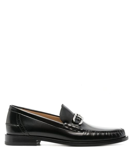 Fendi Black O'lock Leather Loafers for men