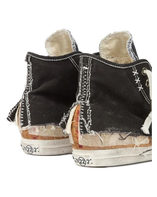 Maison Margiela Black Distressed High-Top Sneakers
