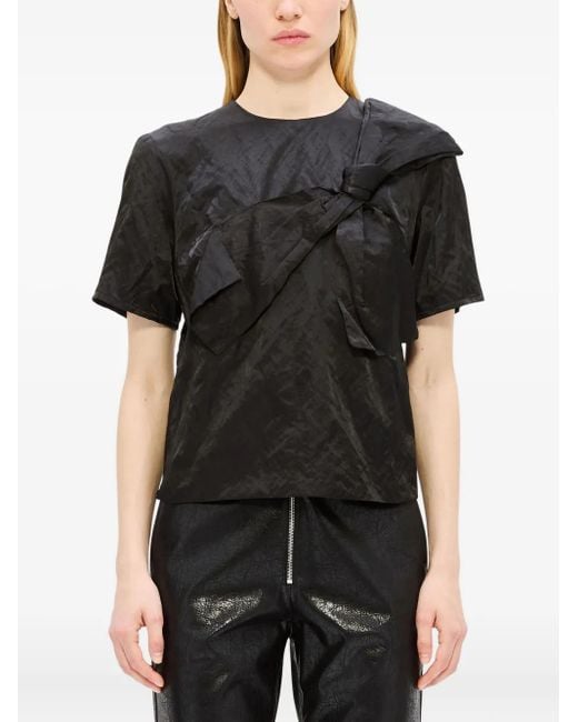 MSGM Black Ruffled Blouse