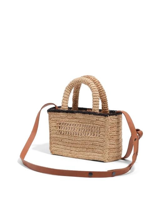 Bimba Y Lola Metallic Mini Bag Made Of Natural Raffia Braid
