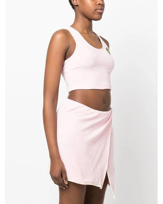 Barrow Pink Logo-Patch Terry Tank Top