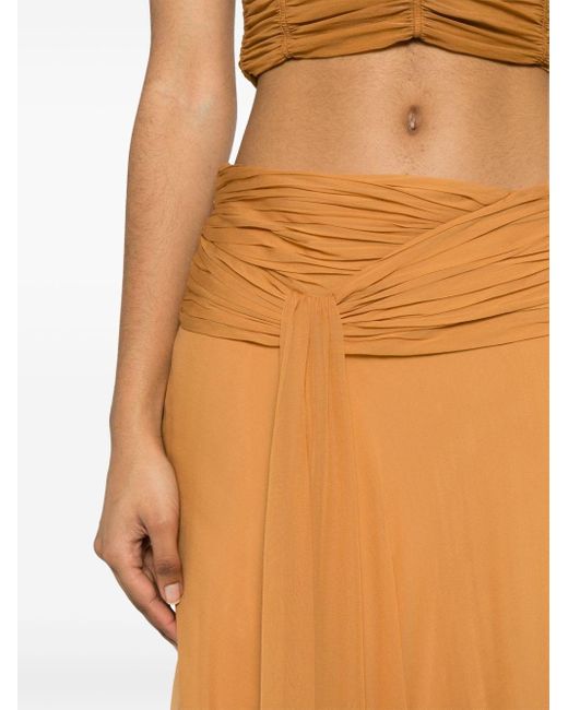 Alberta Ferretti Orange Chiffon Silk Midi Skirt