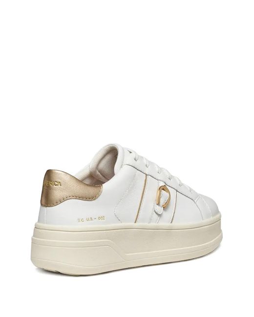 Geox White Spherica Ecub Buckle Detail Trainers