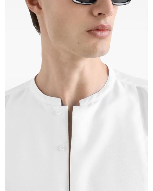 Dolce & Gabbana White Silk Twill Martini Shirt for men