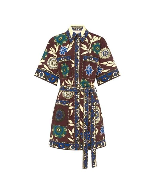 ALÉMAIS White Jasper Floral-Print Belted Mini Dress