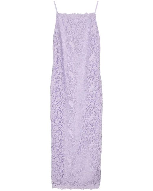 Carolina Herrera Purple Kleid Aus Blumenspitze