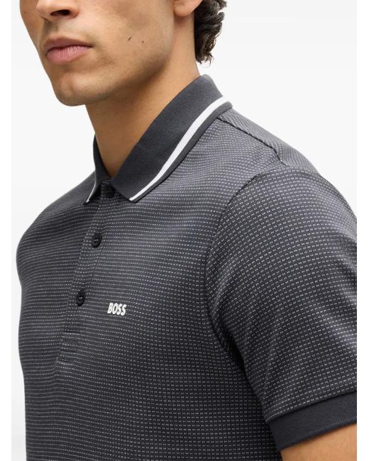 Boss Black Pattern-Jacquard Polo Shirt for men