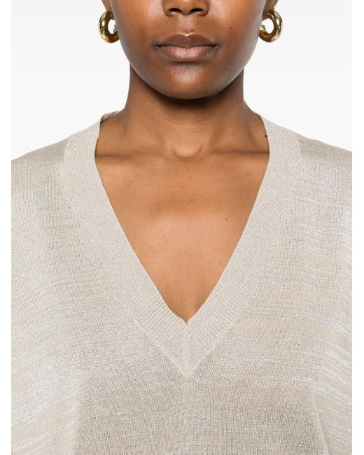 Fabiana Filippi White Pullover Mit Metallic-Garn