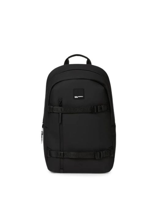 Karl Lagerfeld Black Coated Faux-Leather Backpack for men