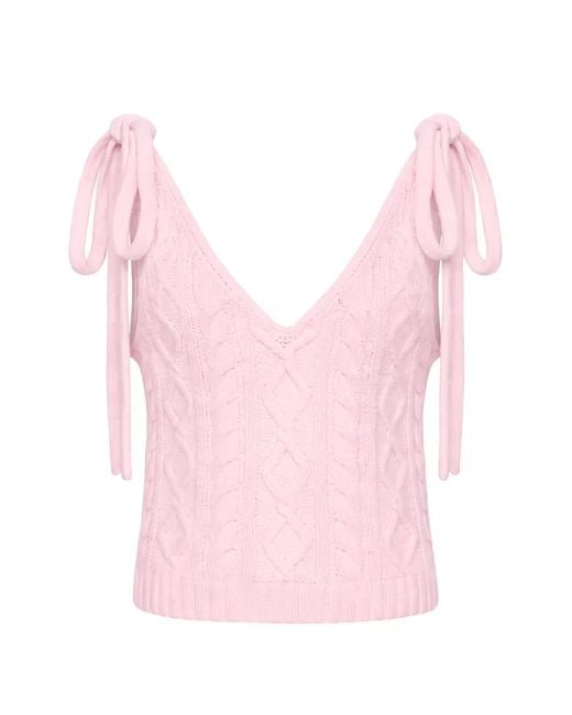 Hellessy Pink Kenai Cable-Knit Tank Top