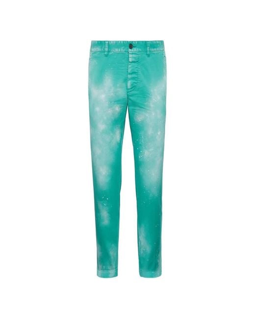 DSquared² Green Paint-Splatter Twill Trousers for men