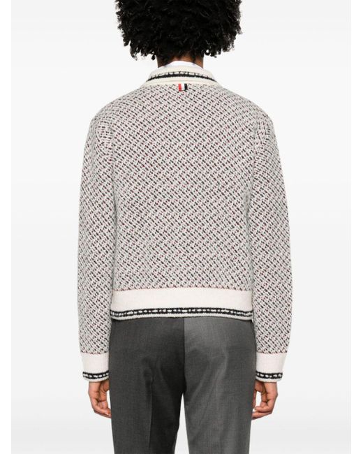 Thom Browne Gray Spread-Collar Tweed Bomber Jacket