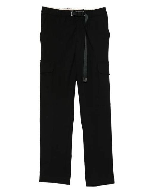 White Sand Black Cargo Belted Trousers for men