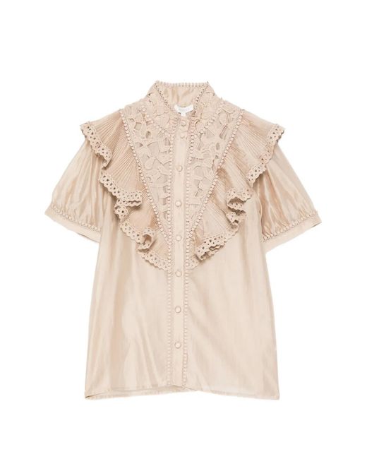 Paperlace White Chemise À Volants En Dentelle