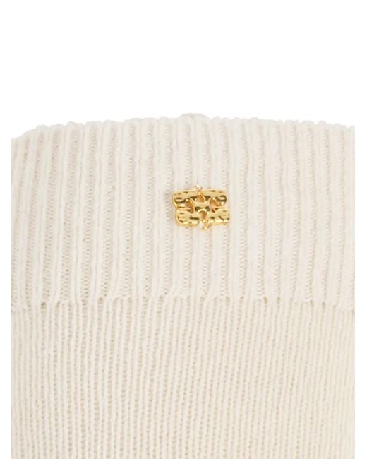 Ganni White Logo-Plaque Socks