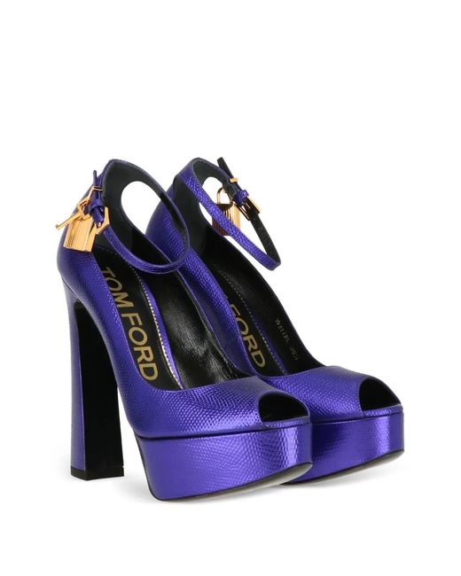 Tom Ford Blue Platform Padlock Sandals