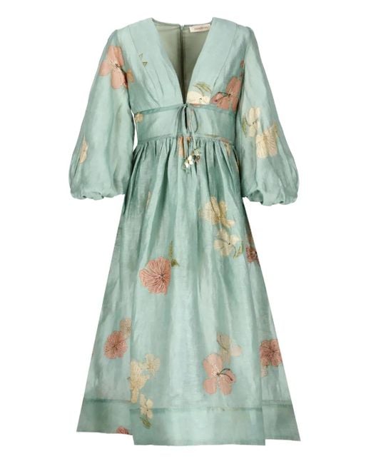 Zimmermann Blue Floral-Print Dress