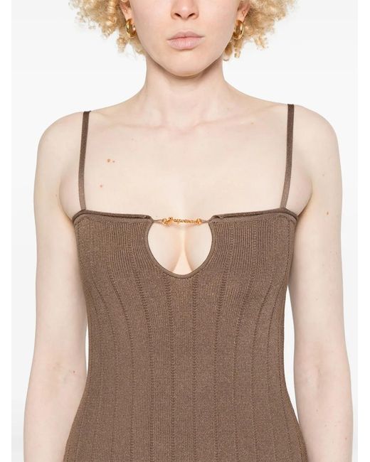 Jacquemus Brown La Robe Sierra À Bretelles Midi Dress