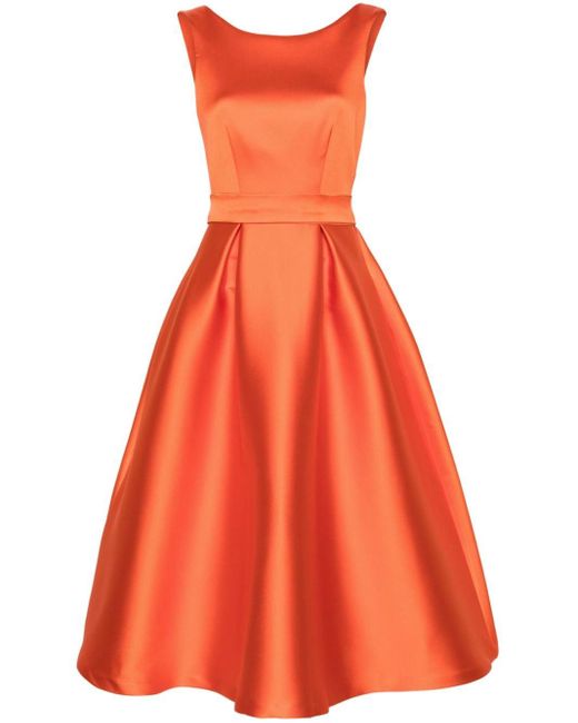 P.A.R.O.S.H. Orange Belted Scuba Midi Dress