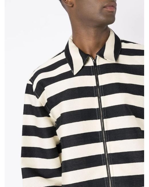Emporio Armani Black Striped Zip-Up Shirt Jacket for men