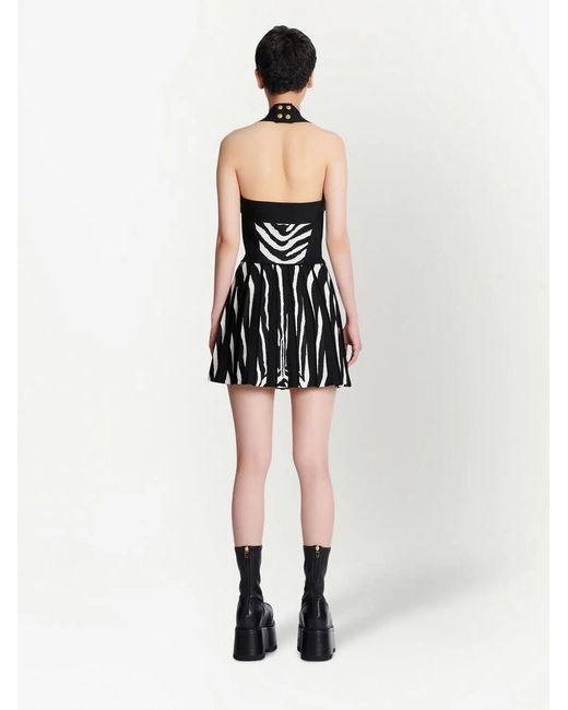 Balmain Black Zebra-print Mini Dress