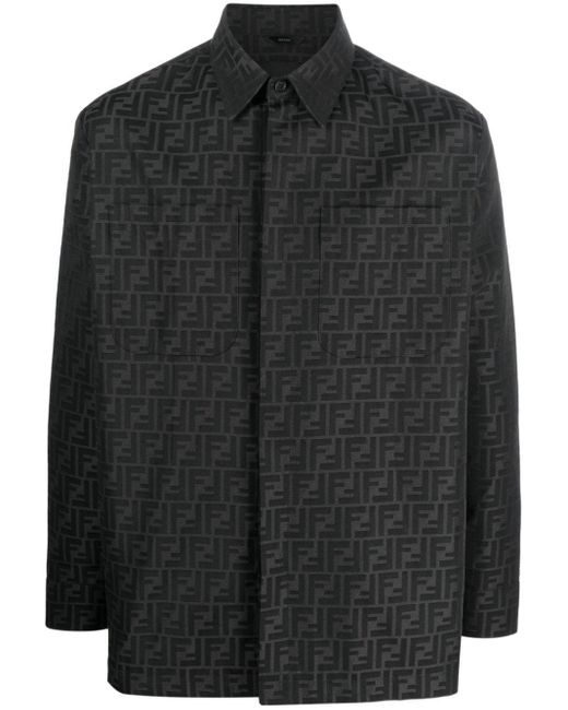 Fendi Black Ff-monogram Shirt Jacket for men