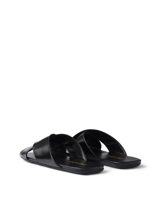 Prada Black Cross-Strap Sandals