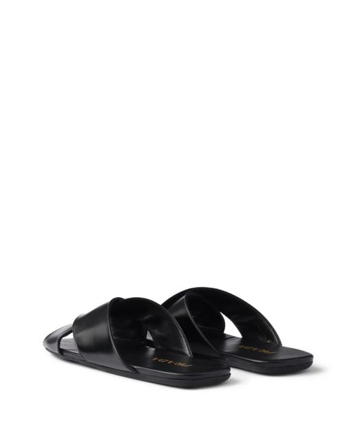 Prada Black Cross-Strap Sandals