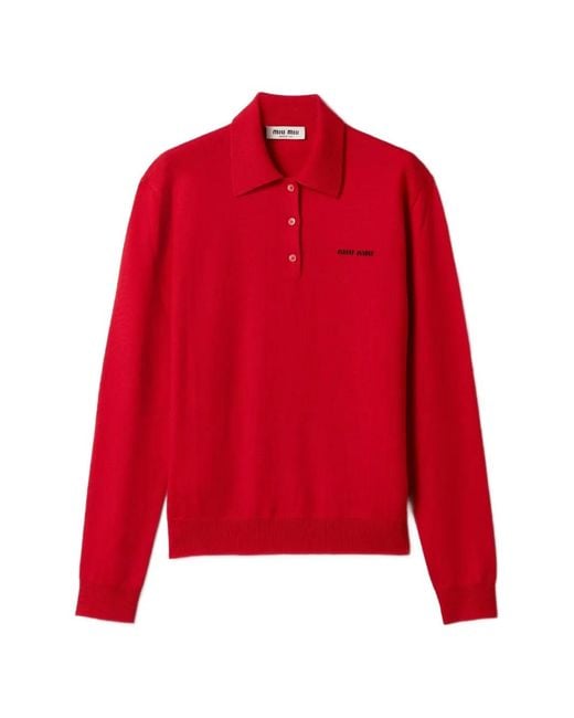 Miu Miu Red Buttoned Polo Shirt