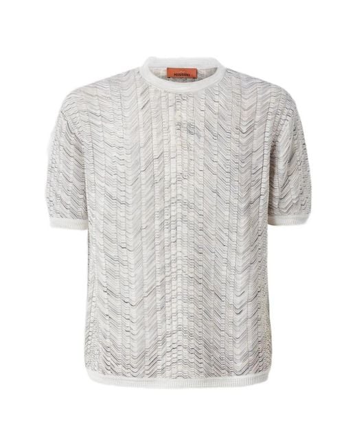Missoni White Openwork-Knit Cotton And Viscose Polo Shirt for men
