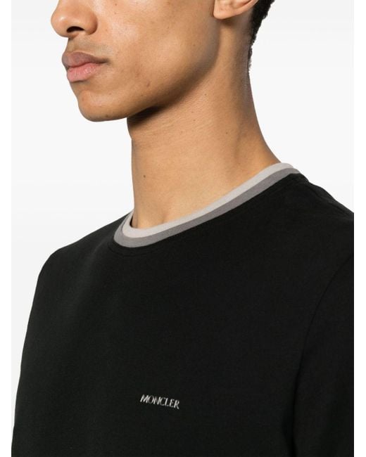 Moncler Black Logo-embossed Cotton T-shirt for men
