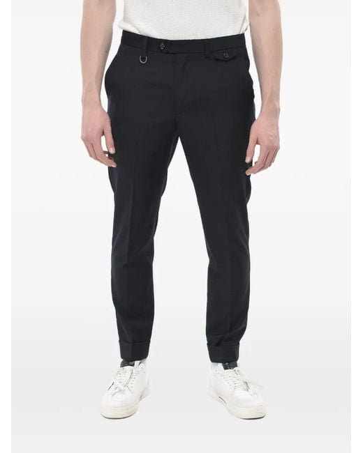 Paolo Pecora Blue Turn-Up-Cuff Trousers for men