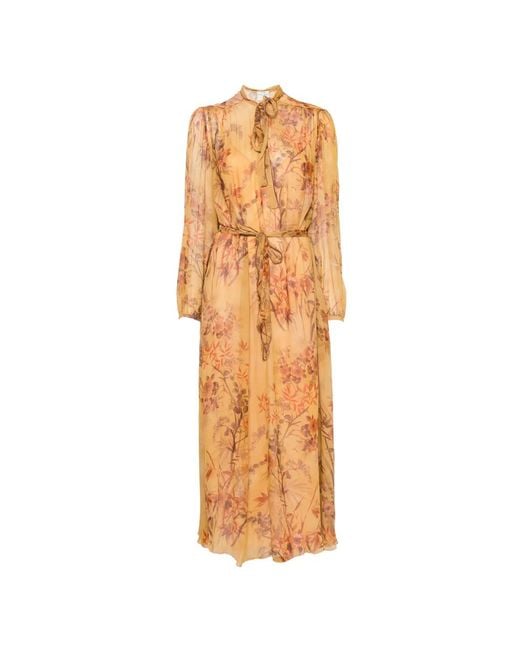 Forte_forte Metallic Floral-Print Tie-Neck Maxi Dress