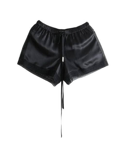 Ann Demeulemeester Black Anda Lace-Trim Silk Shorts
