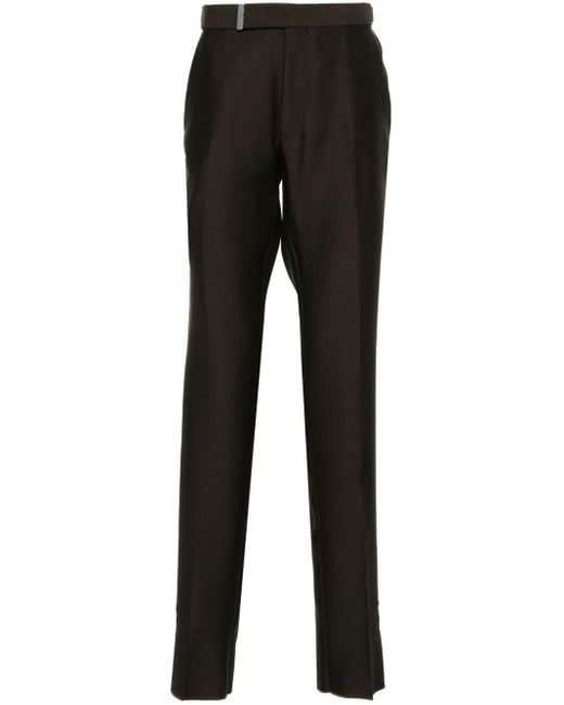 Tom Ford Black Pressed-crease Slim-fit Trousers for men