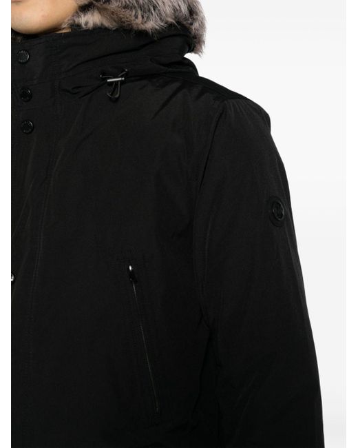MICHAEL Michael Kors Black Faux Fur-trim Parka Coat for men