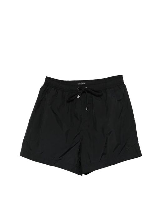 Zegna Black Drawstring Swim Shorts for men