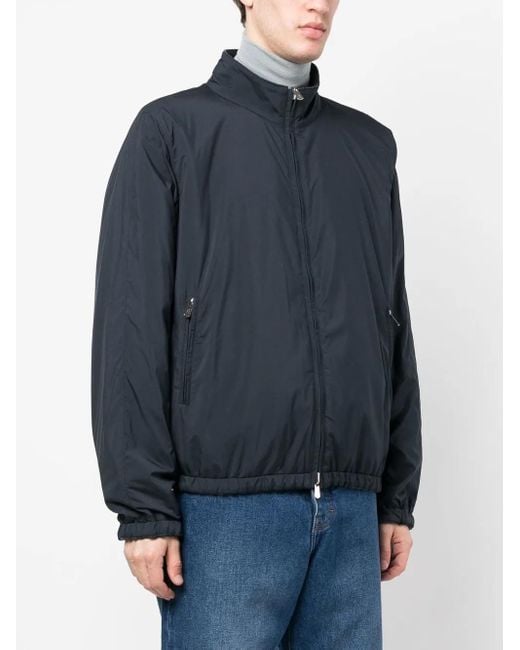 Fedeli Blue Check-Pattern Reversible Virgin-Wool Coat for men