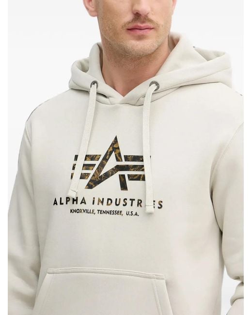Alpha Industries Natural Logo-Print Drawstring Hoodie for men