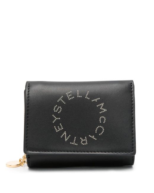 Stella McCartney Black Logo-appliqué Tri-fold Wallet