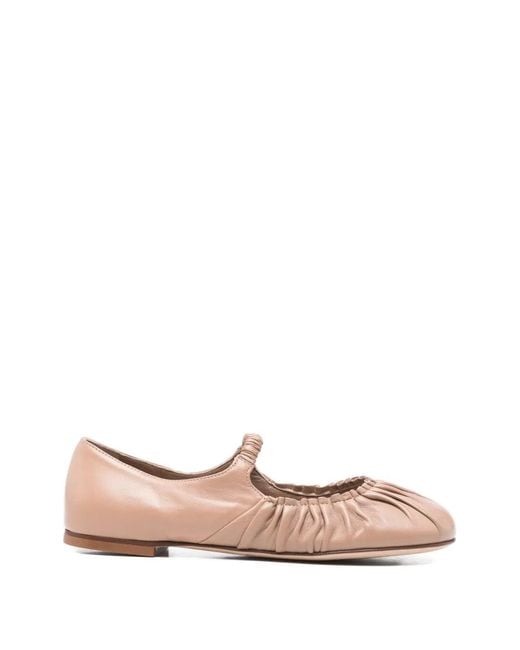 LORENA PAGGI Pink Ruched-Strap Ballet Flats