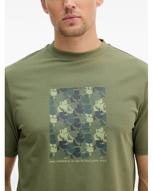 Karl Lagerfeld Green Graphic-Print T-Shirt for men
