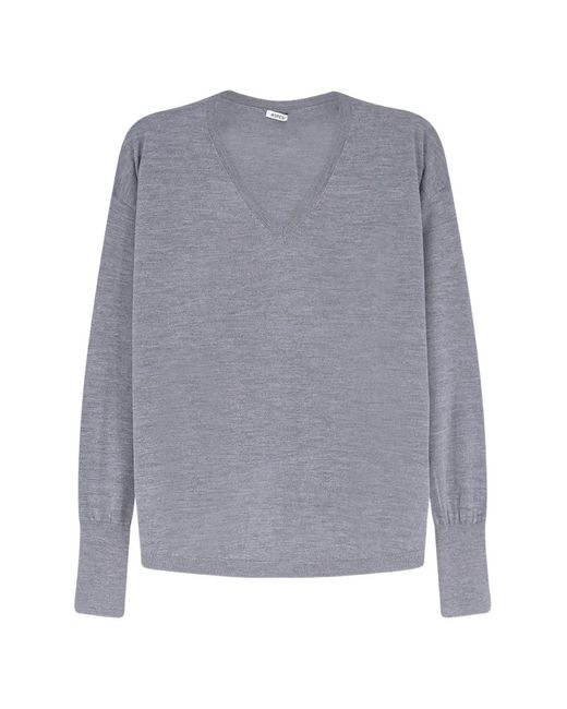 Aspesi Gray V-Neck Long-Sleeve Sweater