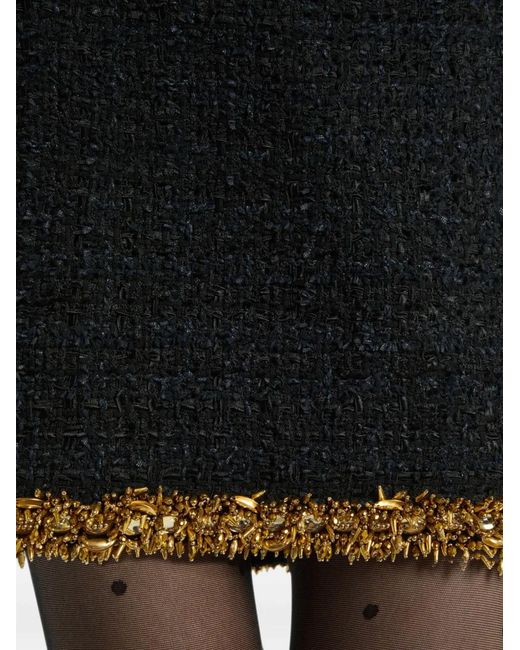 Balmain Black Short Tweed Skirt With Embroidered Trim