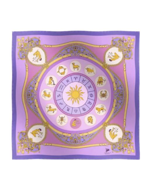 Elios Milano ゾディアックプリント シルクスカーフ Purple