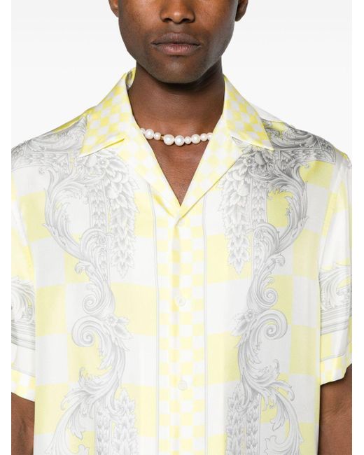 Camisa con estampado Medusa Contrasto Versace de hombre de color White