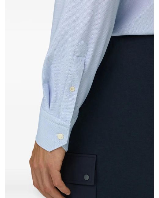 Boggi Blue Shirt Micro-Patterned Stretch Nylon Slim-Fit B Tech for men