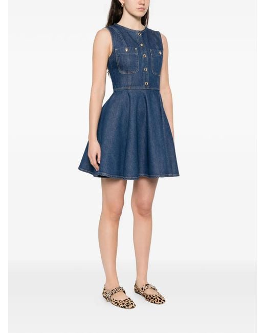 Maje Blue Short Flared Denim Dress