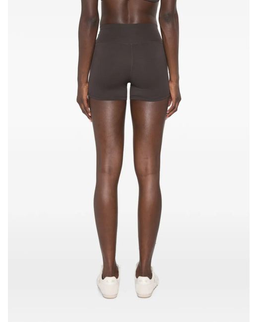 Sporty & Rich Brown Logo-Print Stretch-Design Shorts