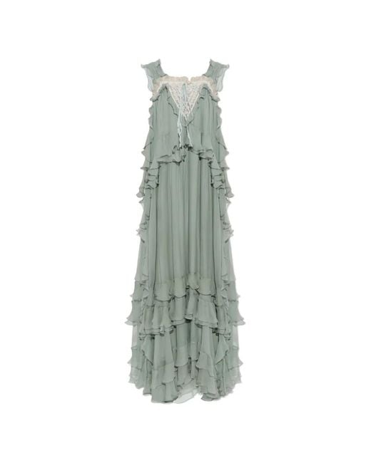 Chloé Green Sleeveless Layered Long Dress